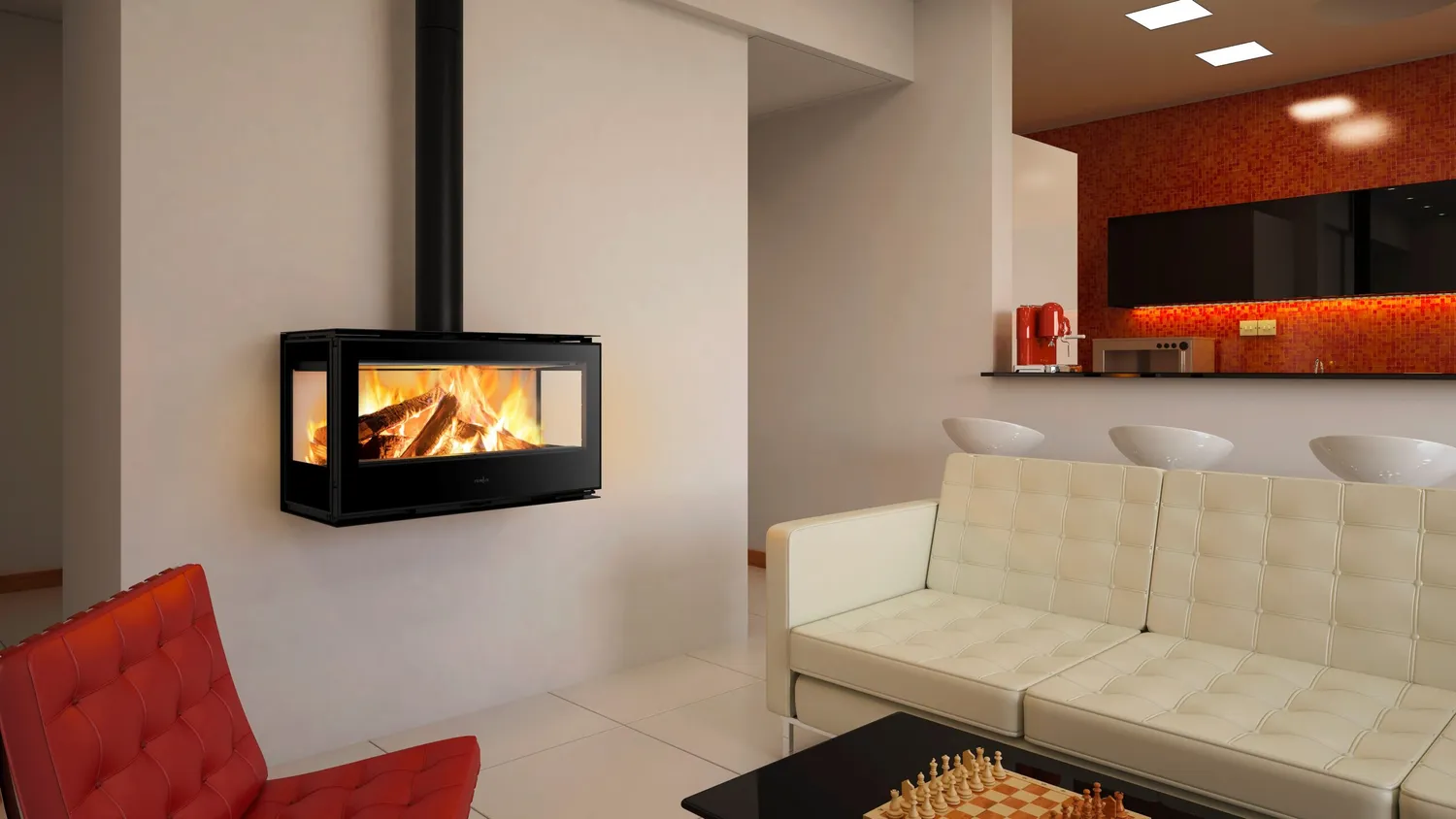 Ferlux Panoramic 90 2C stufa a legna doppio vetro