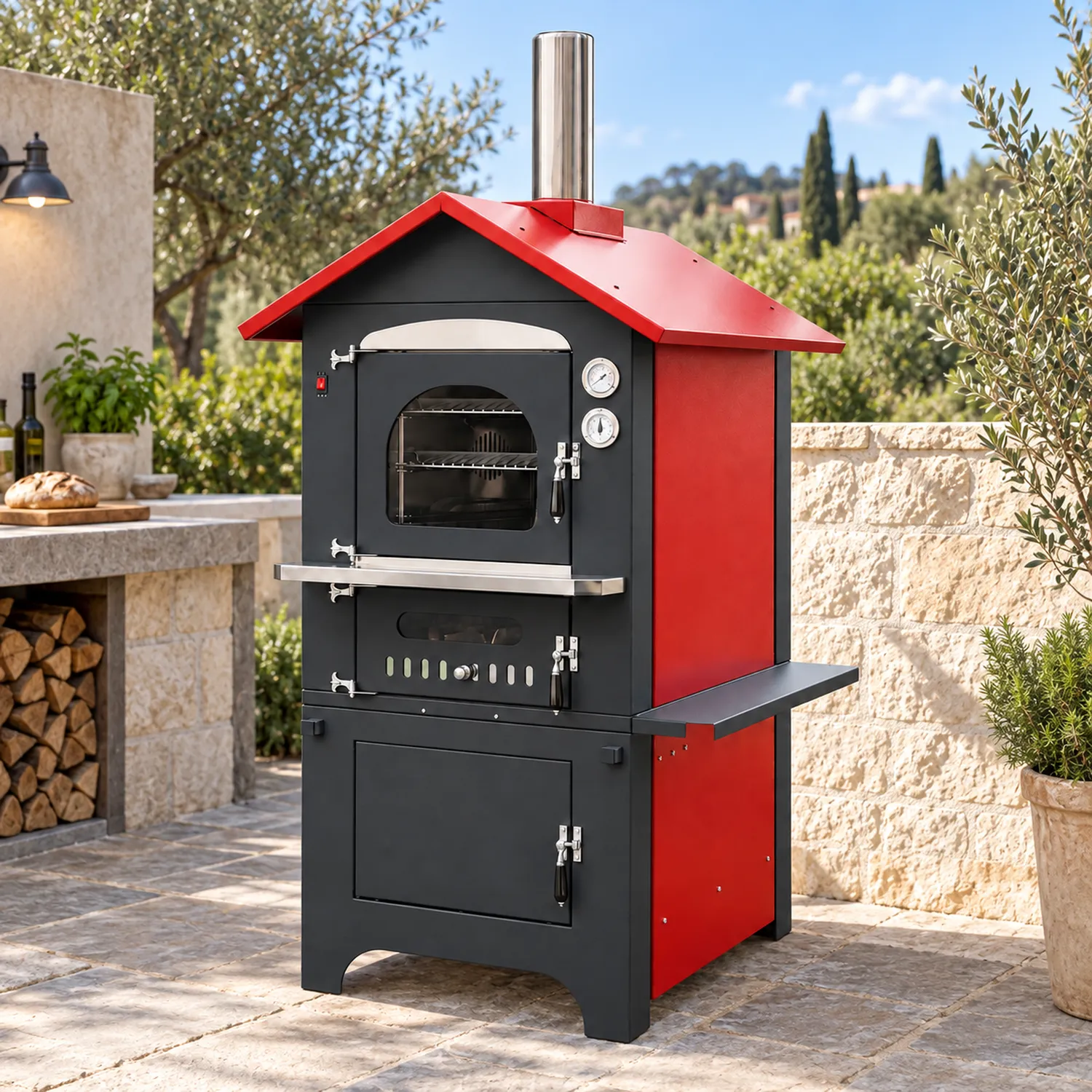 T.M.L. di Lavia Linea Legno forno a legna con barbecue da giardino