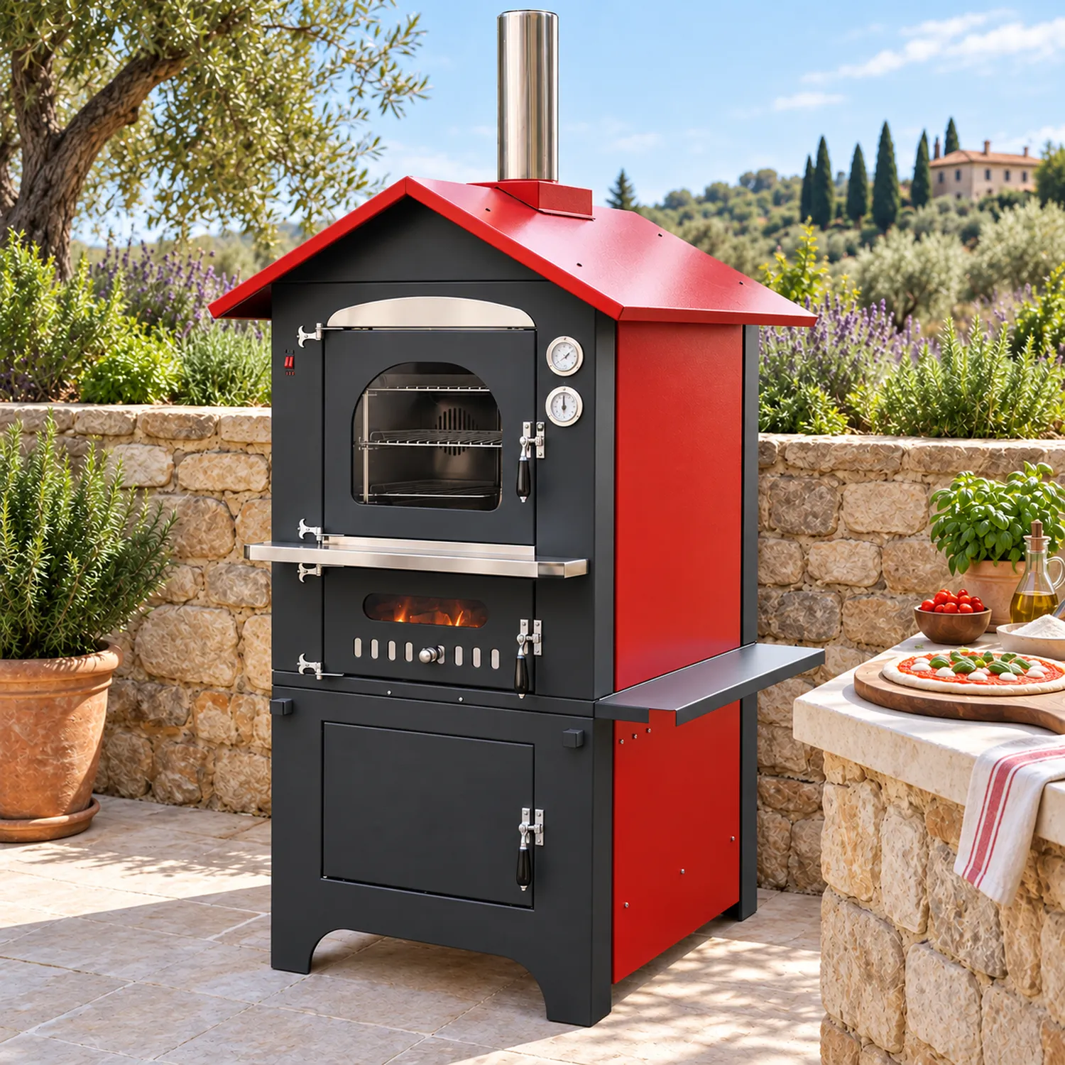 T.M.L. di Lavia Linea Legno forno a legna con barbecue da giardino